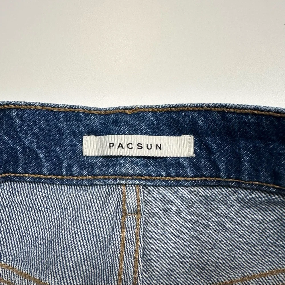 PacSun Medium Wash Blue Distressed High Rise Straight Leg Ankle Jeans Size 24 - Picture 5 of 10